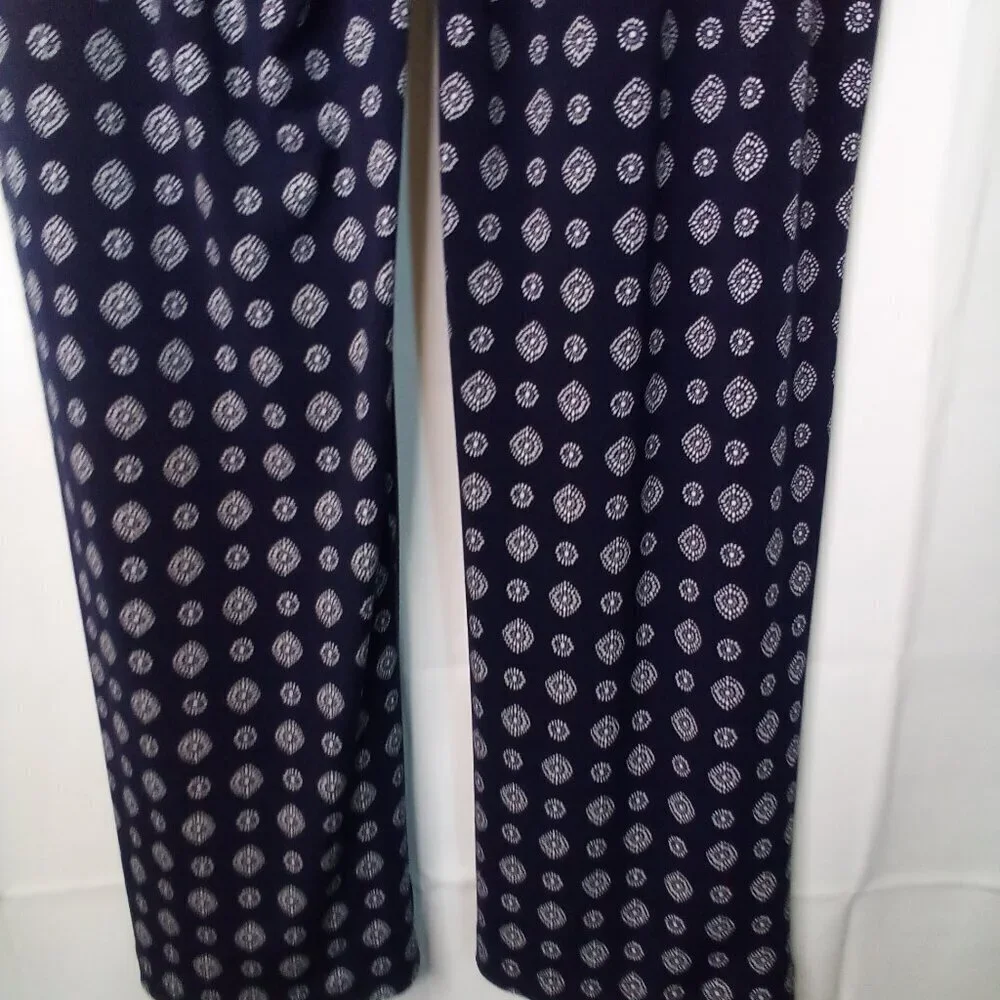 Vince Camuto Pants Women S Pull On Elastic Waist Soft Stretched Pattern Blue